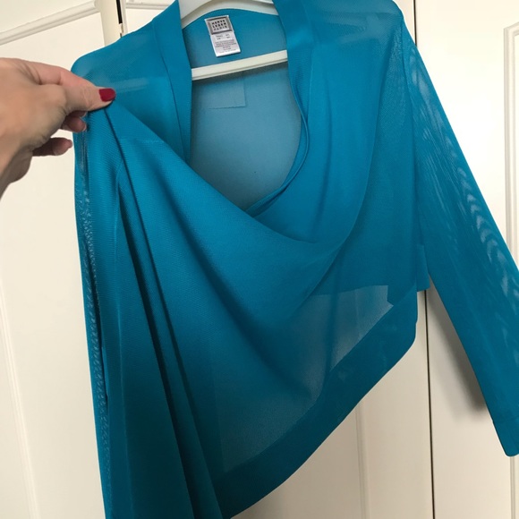 Herve Leger  turquoise shawl /Wrap knit jacket - Picture 2 of 4